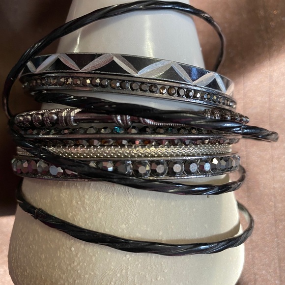 Jewelry - Black and silver bangle bracelets🎄